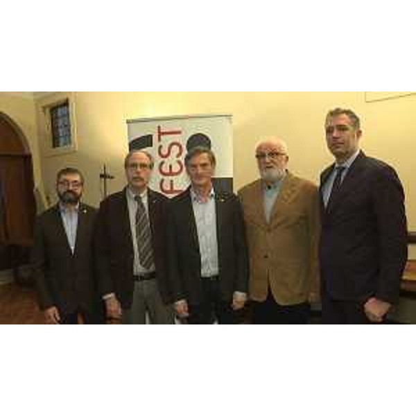 Fabrizio Pitton (Presidente Consiglio Provincia Udine), Gianni Torrenti (Assessore regionale Cultura, Sport e Solidarietà), Federico Rossi (Presidente Mittelfest), Haris Paovic (Direttore artistico Mittelfest) e Stefano Balloch (Sindaco Cividale del Friuli) - Cividale del Friuli 30/11/2017