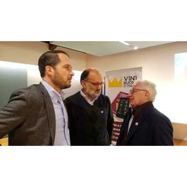 Cristiano Shaurli (Assessore regionale Risorse agricole e forestali), Paolo Stefanelli (Direttore ERSA) e Mario Busso (Curatore guida) alla presentazione dell'edizione 2018 della guida "Vinibuoni d'Italia" - Buttrio 16/12/2017