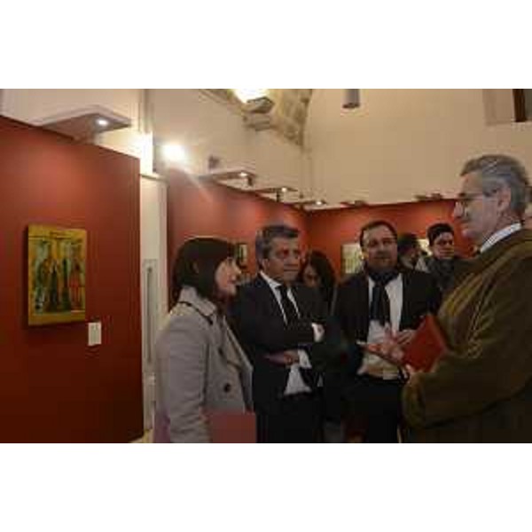 Debora Serracchiani (Presidente Regione Friuli Venezia Giulia), Francesco Martines (Sindaco Palmanova), Cristiano Tiussi e Antonio Zanardi Landi (Direttore e presidente Fondazione Aquileia) all'inaugurazione della mostra "L'Icona russa e la Nuova Arte" - Palmanova 18/12/2017