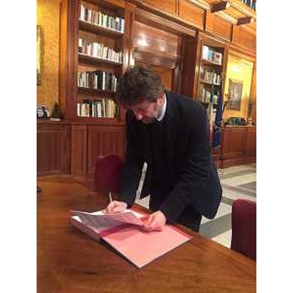 Dario Franceschini (Ministro Beni e Attività Culturali e Turismo) firma l'accordo strategico per la valorizzazione del patrimonio culturale di Aquileia - Roma, 20/12/2017