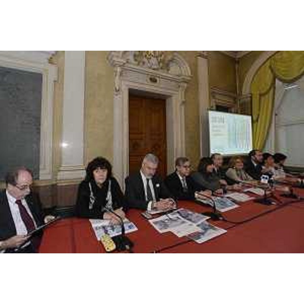 Debora Serracchiani (Presidente Regione Friuli Venezia Giulia) e assessori regionali nel corso della conferenza stampa di fine anno - Trieste 22/12/2017
