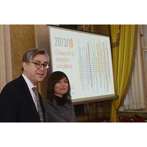 Debora Serracchiani (Presidente Regione Friuli Venezia Giulia) e assessori regionali nel corso della conferenza stampa di fine anno - Trieste 22/12/2017