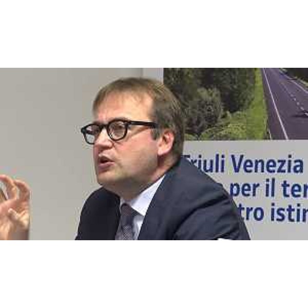 Giorgio Damiani (Amministratore unico FVG Strade) illustra il passaggio di gestione delle strade regionali ed ex provinciali a FVGS - Udine 05/01/2018