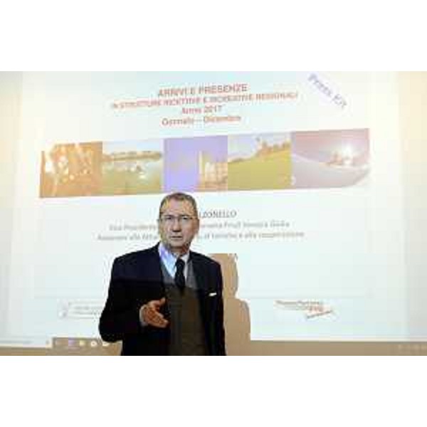 Sergio Bolzonello, Vicepresidente della Regione FVG, illustra i dati del turismo in regione nel 2017 e fa il punto sulle attività di promozione e comunicazione di PromoTurismoFVG - Ronchi dei Legionari 07/03/2018
