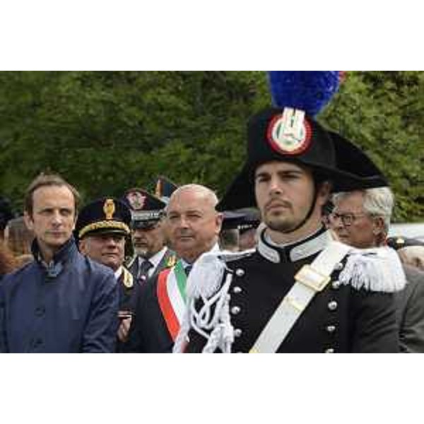  Il governatore del Friuli Venezia Giulia Massimiliano Fedriga e il sindaco di Trieste Roberto Dipiazza alla cerimonia di inaugurazione, alla Foiba di Basovizza, del cippo in memoria dei Carabinieri infoibati, scomparsi e soppressi 
