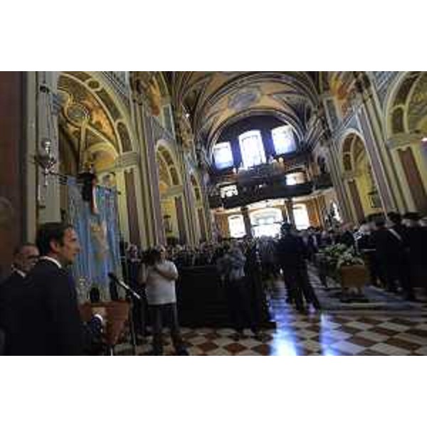 Il governatore della Regione FVG, Massimiliano Fedriga, interviene alla cerimonia religiosa per le esequie del presidente del Consiglio regionale Ettore Romoli – Gorizia 16/06/2018