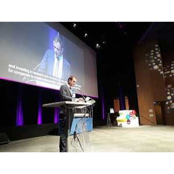 L'intervento del governatore del Friuli Venezia Giulia, Massimiliano Fedriga, alla cerimonia di chiusura di Esof 2018 