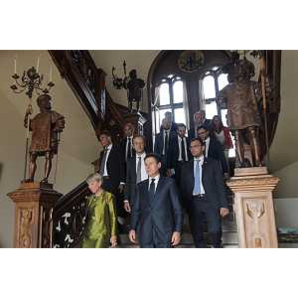 Il presidente del Consiglio, Giuseppe Conte, visita il Castello di Miramare accompagnato dalla direttrice, Andreina Contessa, e dal governatore del FVG, Massimiliano Fedriga