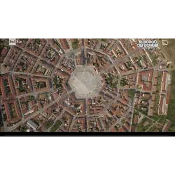 Un frame del video di presentazione di Palmanova alla finale televisiva del Borgo dei Borghi d'Italia
