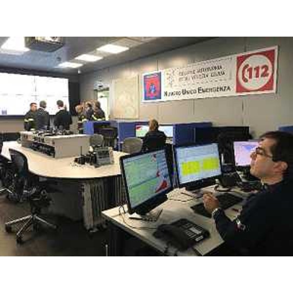 La sala operativa del Numero unico di emergenza 112 (Nue) - Palmanova, 14 marzo 2019.