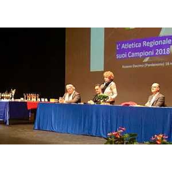 L'assessore Gibelli interviene all'evento "L'atletica regionale premia i suoi campioni 2018" 