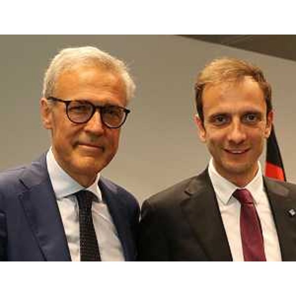 Il governatore del FVG, Massimiliano Fedriga, e l'amministratore delegato della divisione tedesca di Generali, Giovanni Liverani