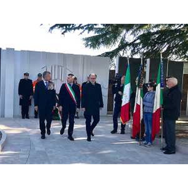 Il vicegovernatore del Friuli Venezia Giulia, Riccardo Riccardi, durante la cerimonia di commemorazione, nel Sacrario monumentale del cimitero di Gonars, delle vittime del campo di concentramento per internati civili, sloveni e croati allestito nella località durante la II Guerra Mondiale.