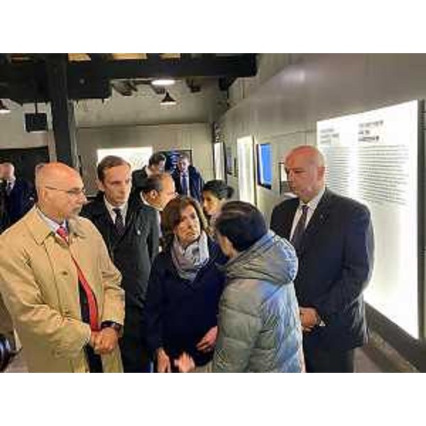  Il presidente del Senato della Repubblica, Maria Elisabetta Alberti Casellati, il governatore del Friuli Venezia Giulia, Massimiliano Fedriga, e il sindaco di Trieste, Roberto Dipiazza, durante la visita alla Risiera di San Sabba 