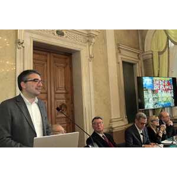 L'assessore regionale Pierpaolo Roberti, durante il proprio intervento al convegno 'Il Muro di Berlino. 30 anni dopo', che ha visto tra i relatori i professori Renato Cristin, Ryszard Legukto e Francesco Perfetti, rispettivamente dell'Università di Trieste, dell'Università Jagellonica di Cracovia e della Luiss Guido Carli di Roma, e Maria Schmidt, direttore della Casa del Terrore di Budapest, museo dei crimini di comunismo e nazismo e la moderazione del giornalista Fausto Biloslavo.