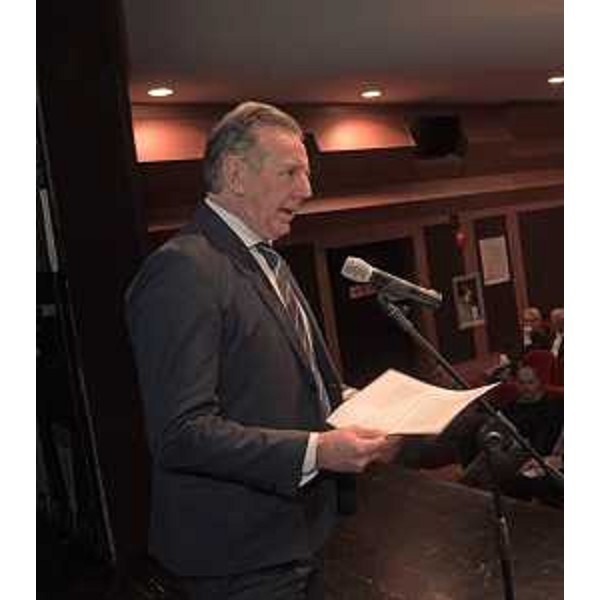 L'assessore regionale alla Difesa dell'Ambiente, Energia e Sviluppo sostenibile Fabio Scoccimarro alla Conferenza regionale amianto Friuli Venezia Giulia nel Teatro comunale di Monfalcone 