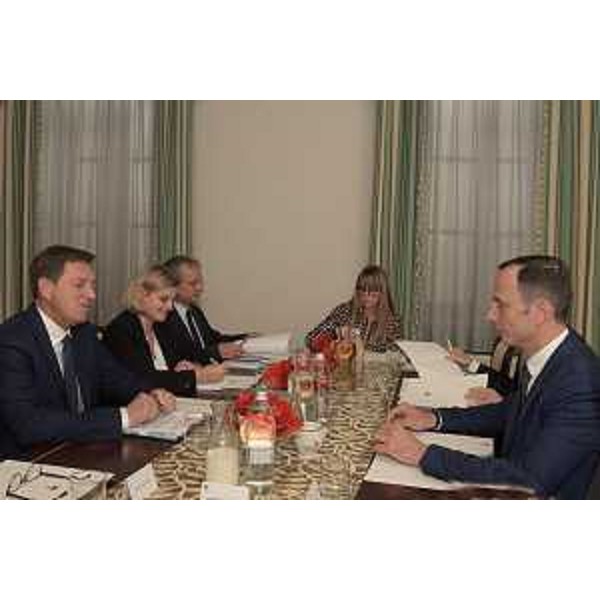 Il governatore del FVG, Massimiliano Fedriga e il vice premier e ministro degli Esteri della Repubblica di Slovenia, Miroslav Cerar