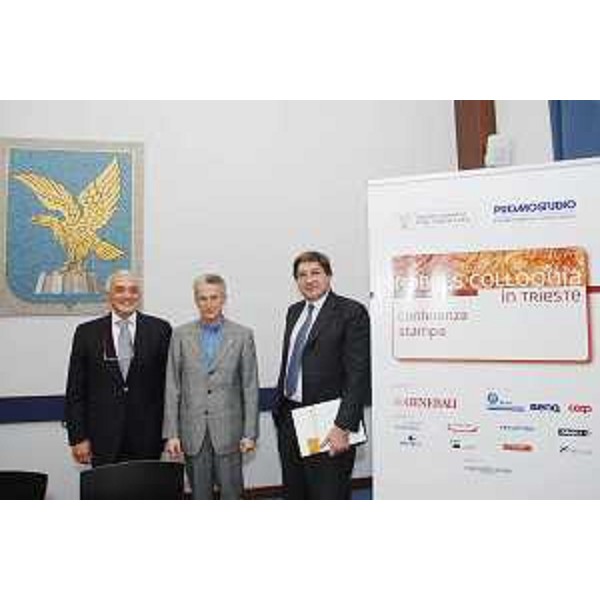 Giovanni Battista Vescovo (Presidente e CEO di Promostudio), Riccardo Illy (Presidente Friuli Venezia Giulia) e Giovanni Perissinotto (AD Assicurazioni Generali) presentano l'edizione 2007 di "Nobels colloquia", in programma a Trieste dal 3 al 4 dicembre. (Trieste 22/11/07)