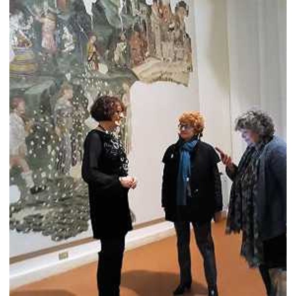 L'assessore regionale alla Cultura Tiziana Gibelli con la conservatrice dei Civici musei e curatrice del nuovo allestimento delle Gallerie di arte antica del Castello di Udine, Vania Gransinigh, e la soprintendente Archeologia, Belle arti e paesaggio del FVG Simonetta Bonomi