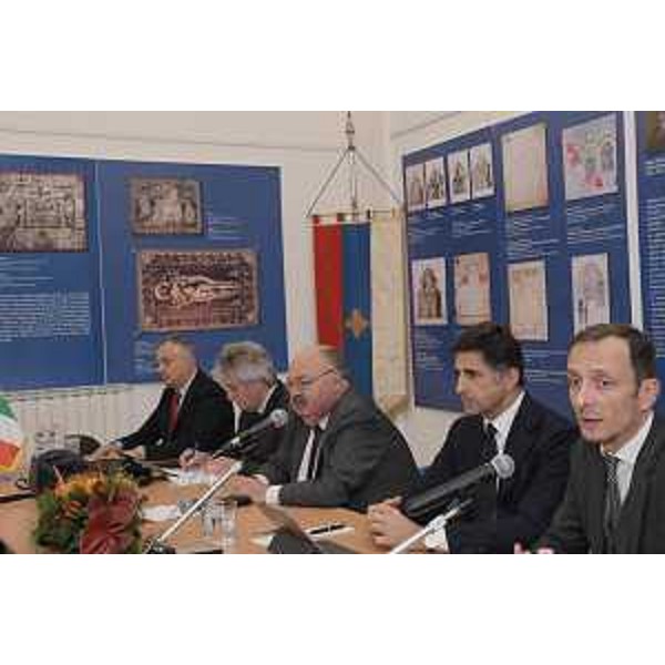 Un momento dell'incontro "Trieste Porta della Serbia in Europa", organizzato dal Gruppo interparlamentare Italia-Serbia a Trieste, al quale hanno partecipato, tra gli altri, l'ambasciatore della Repubblica di Serbia a Roma, Goran Aleksic e il governatore del Friuli Venezia Giulia, Massimiliano Fedriga.