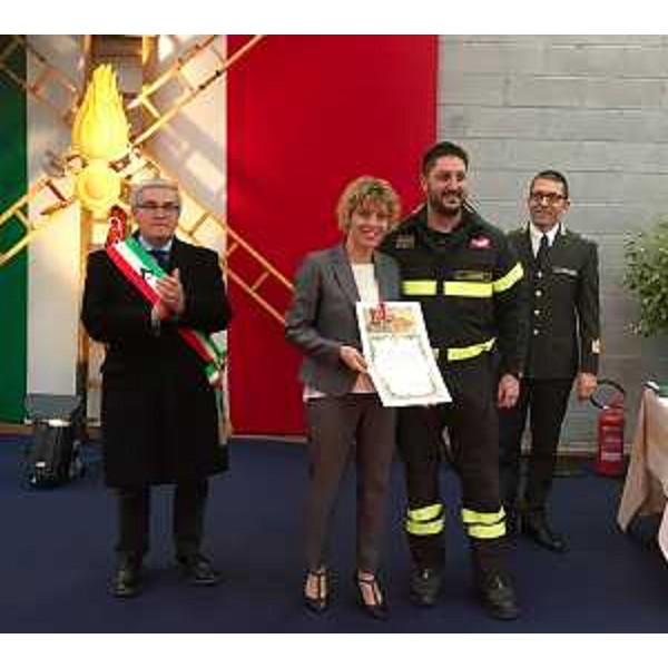 L'assessore alle Finanze del Fvg, Barbara Zilli, a Udine nella sede del comando provinciale dei Vigili del fuoco per la ricorrenza del santo patrono dei VVFF.