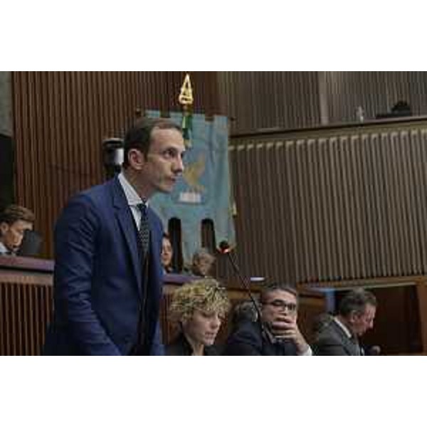 Il governatore Fvg, Massimiliano Fedriga, durante la discussione finale in Aula (Foto ARC)