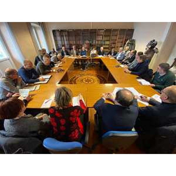 Il vicegovernatore del Friuli Venezia Giulia con delega alla Salute Riccardo Riccardi presiede la riunione di coordinamento regionale delle strutture sanitarie. (Foto Regione FVG)