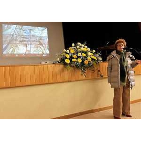 L'assessore regionale alla Cultura, Tiziana Gibelli, interviene alla presentazione del restauro commissionata dalla Fondazione So.Co.Ba ed eseguita dalla società Opera Est conservazione e restauro di Trieste. (Foto Regione FVG)
