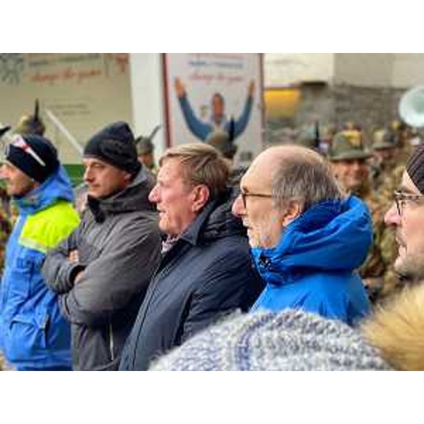Il vicegovernatore del Friuli Venezia Giulia, Riccardo Riccardi, durante la cerimonia di apertura dei Giochi nazionali invernali Special Olympics di Sappada. (Foto ARC Morandini)