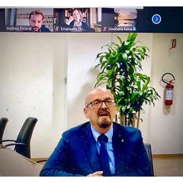 L'assessore regionale al Patrimonio, Sebastiano Callari, mentre interviene alla videoconferenza sull' Agenda digitale - L'assessore regionale al Patrimonio, Sebastiano Callari, mentre interviene alla videoconferenza sull' Agenda digitale