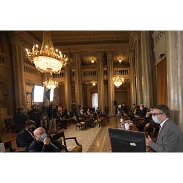 Un momento della presentazione del progetto del Parco del Mare alla Camera di commercio della Venezia Giulia. - Un momento della presentazione del progetto del Parco del Mare alla Camera di commercio della Venezia Giulia.
