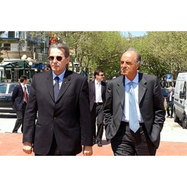 Jacques Rogge (Presidente del CIO) e Mario Pescante (Sottosegretario allo Sport) allo EYOF 2005 (Lignano, 12/05/05)