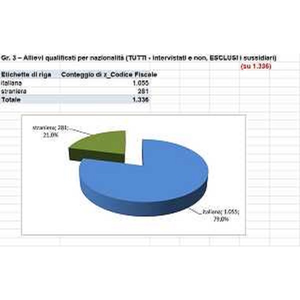 Grafico allievi qualificati per nazionalità - Grafico allievi qualificati per nazionalità