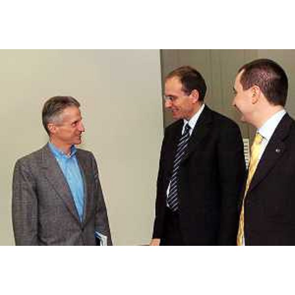 Riccardo Illy (Persidente Regione Friuli Venezia Giulia), Enrico Letta (eurodeputato) e Rosato (Trieste, 23/02/05)