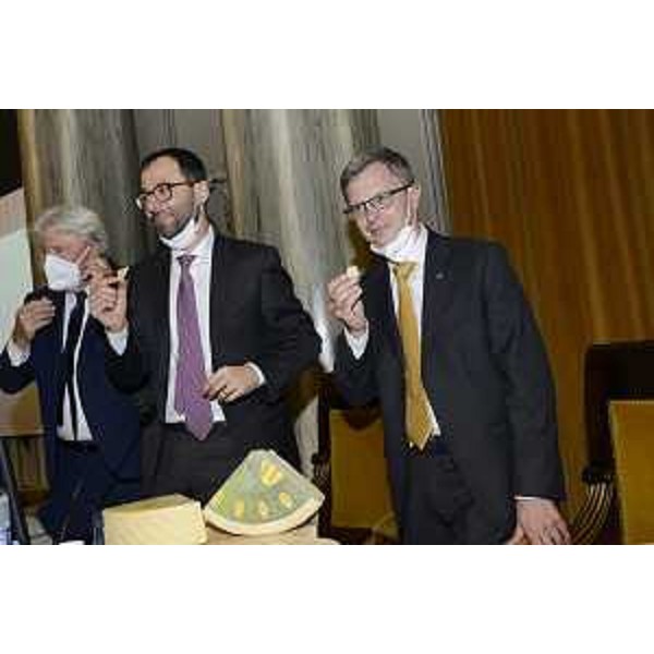 Lassessore alle Risorse agroalimentari Stefano Zannier con il ministro Patuanelli e il presidente Paoletti. - Lassessore alle Risorse agroalimentari Stefano Zannier con il ministro Patuanelli e il presidente Paoletti.