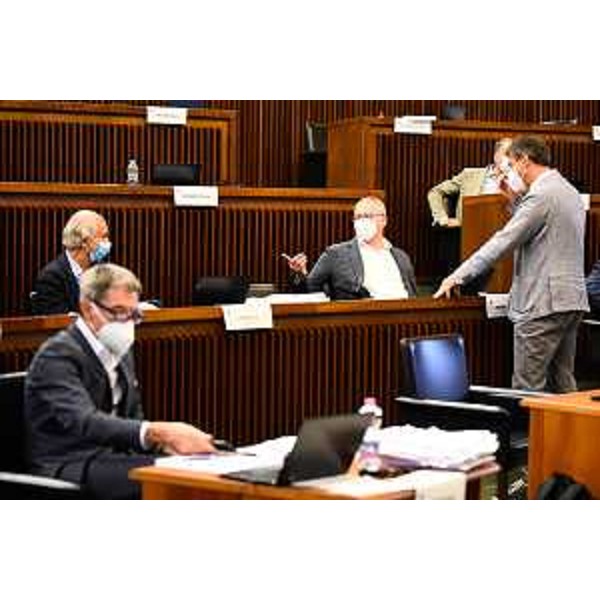 Tiziano Centis (Cittadini) con Alfonso Singh, Mauro Bordin e Luca Boschetti (Lega) - Tiziano Centis (Cittadini) con Alfonso Singh, Mauro Bordin e Luca Boschetti (Lega)