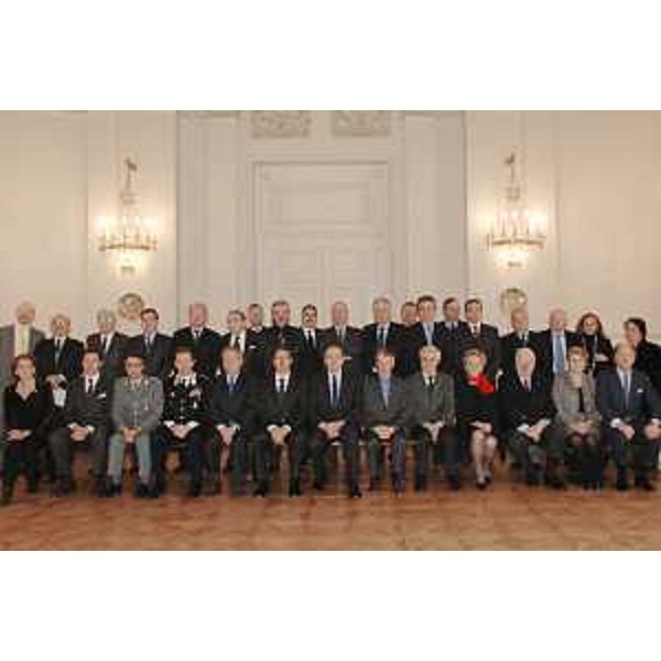Riccardo Illy (Presidente Friuli Venezia Giulia), Giovanni Balsamo (Prefetto Trieste), Roberto Dipiazza (Sindaco Trieste), Maria Teresa Bassa Poropat (Presidente Provincia Trieste) in occasione dell'incontro al Palazzo del Governo, in piazza Unità d'Italia, con il Corpo consolare di Trieste. (Trieste 23/01/08)