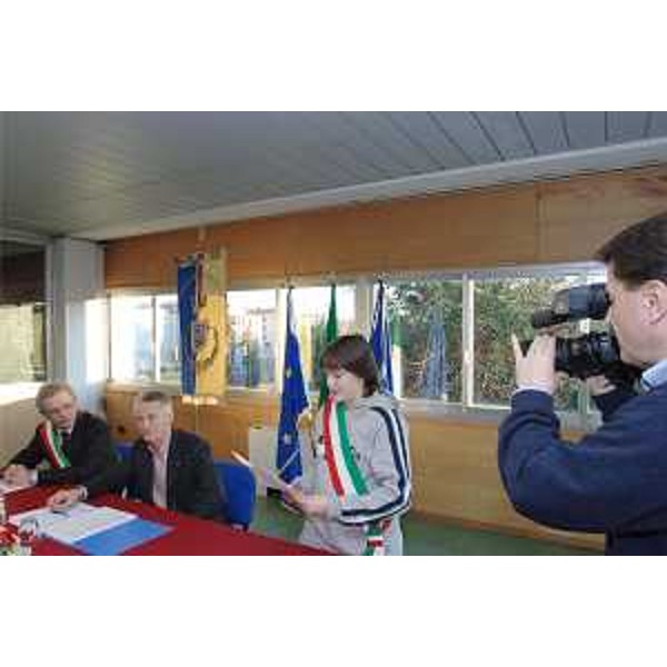 Riccardo Illy (Presidente Friuli Venezia Giulia), in visita al Comune di Fiumicello, Paolo Dean (Sindaco Fiumicello) e Jacopo Delle Case (Sindaco del Governo dei Giovani). (Fiumicello 24/01/08)