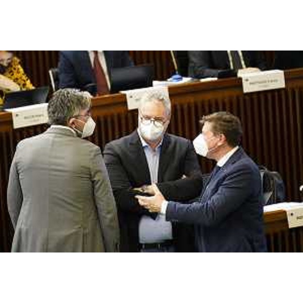 Mauro Bordin (Lega), insieme ai colleghi di partito Alberto Budai e Antonio Calligaris - Mauro Bordin (Lega), insieme ai colleghi di partito Alberto Budai e Antonio Calligaris