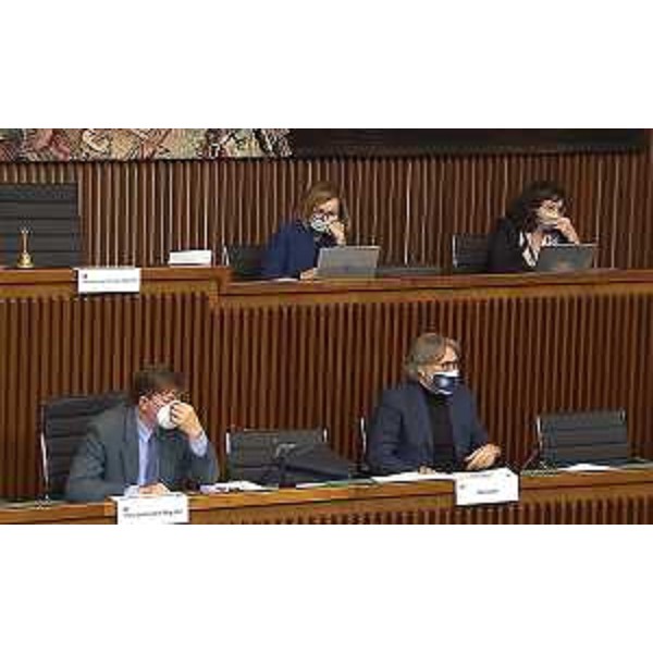 Alberto Budai (Lega), presidente della II Commissione. Al suo fianco, a destra, l'assessore Sergio Emidio Bini - Alberto Budai (Lega), presidente della II Commissione. Al suo fianco, a destra, l'assessore Sergio Emidio Bini