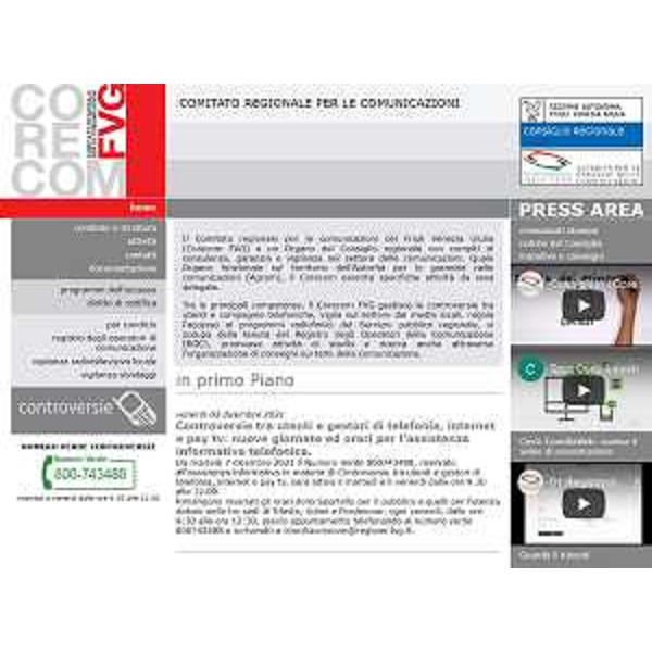 Il sito web del Corecom Fvg, raggiungibile direttamente dal portale del Consiglio regionale - Il sito web del Corecom Fvg, raggiungibile direttamente dal portale del Consiglio regionale