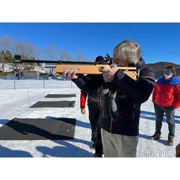 L'assessore al Turismo Segio Emidio Bini al centro di Biathlon inaugurato oggi nell'area Mazzega - L'assessore al Turismo Segio Emidio Bini al centro di Biathlon inaugurato oggi nell'area Mazzega