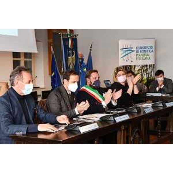 Il governatore Fedriga, l'assessore Scoccimarro, il sindaco Zorino e la presidente Clocchiatti. - Il governatore Fedriga, l'assessore Scoccimarro, il sindaco Zorino e la presidente Clocchiatti. 