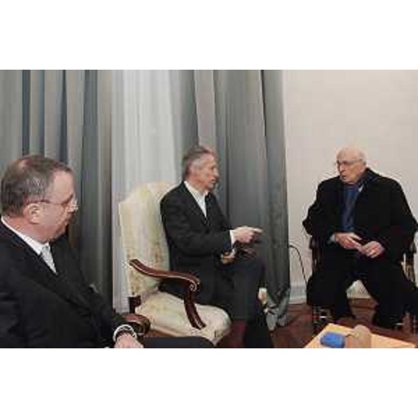 Il Presidente della Repubblica Giorgio Napolitano accolto nel Palazzo della Regione a Trieste dal Presidente della Regione e dal Presidente del Consiglio regionale. (Trieste 27/03/08)