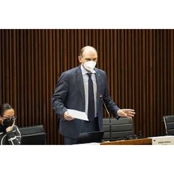 Cristian Sergo (M5S) in aula accanto alla collega Ilaria Dal Zovo - Cristian Sergo (M5S) in aula accanto alla collega Ilaria Dal Zovo