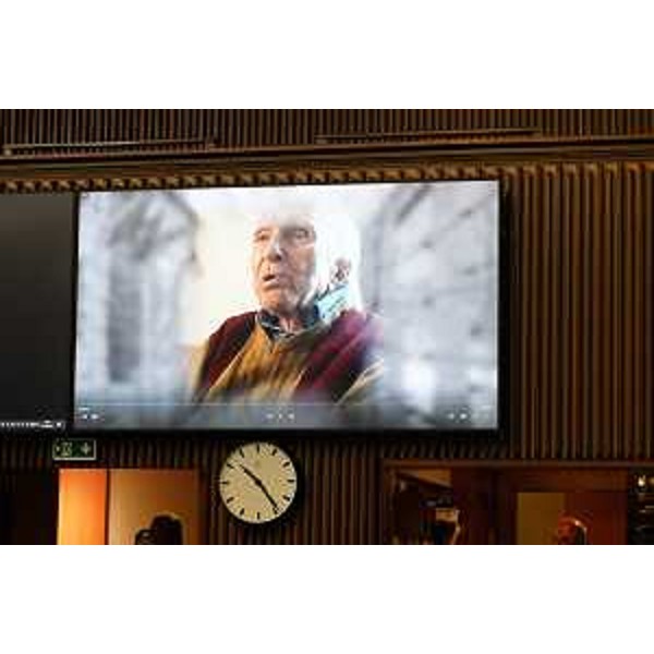 Un frammento della video intervista con Boris Pahor, riproposta oggi in Aula - Un frammento della video intervista con Boris Pahor, riproposta oggi in Aula