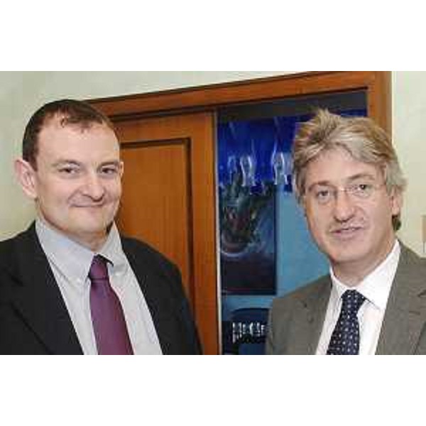 Renzo Tondo (Presidente Friuli Venezia Giulia) con il suo neo incaricato Portavoce Giorgio Carbonara, nella sede della Regione a Trieste. (Trieste 21/05/08) 
