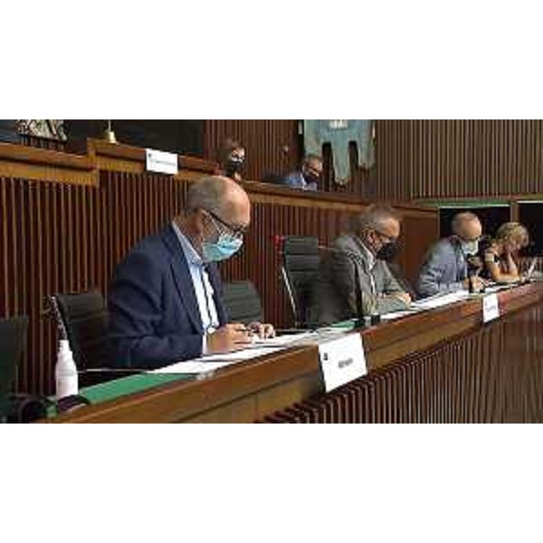 L'assessore regionale alla Salute, Riccardo Riccardi; il presidente della III Commissione consiliare, Ivo Moras (Lega); l'assessore regionale alle Finanze, Barbara Zilli - L'assessore regionale alla Salute, Riccardo Riccardi; il presidente della III Commissione consiliare, Ivo Moras (Lega); l'assessore regionale alle Finanze, Barbara Zilli