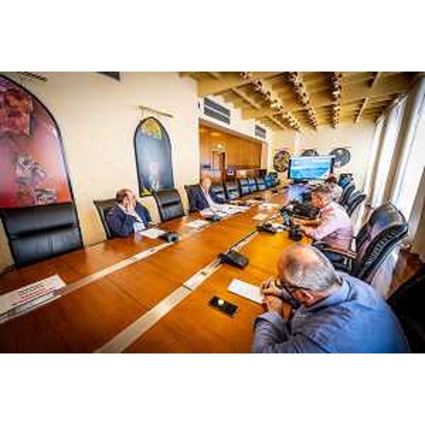 Diego Moretti e Roberto Cosolini (Pd) durante la conferenza stampa - Diego Moretti e Roberto Cosolini (Pd) durante la conferenza stampa