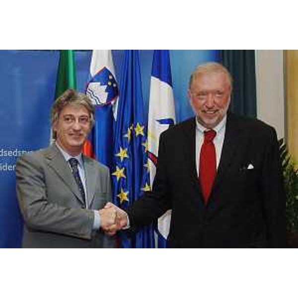 Renzo Tondo (Presidente Friuli Venezia Giulia) e Dimitrij Rupel (Ministro Esteri Slovenia) a Lubiana. (Lubiana 11/06/08)